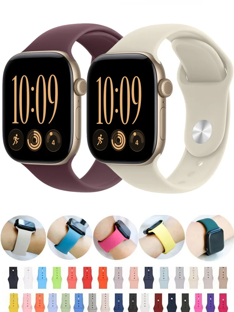 Paski do Apple Watch 44mm 40mm 45mm 41mm 49mm 46mm 42mm Correa Silikonowa Bransoletka iwatch Seria 12 11 10 8 SE 9 Ultra 3 4 — Zdjęcie 2 z 3