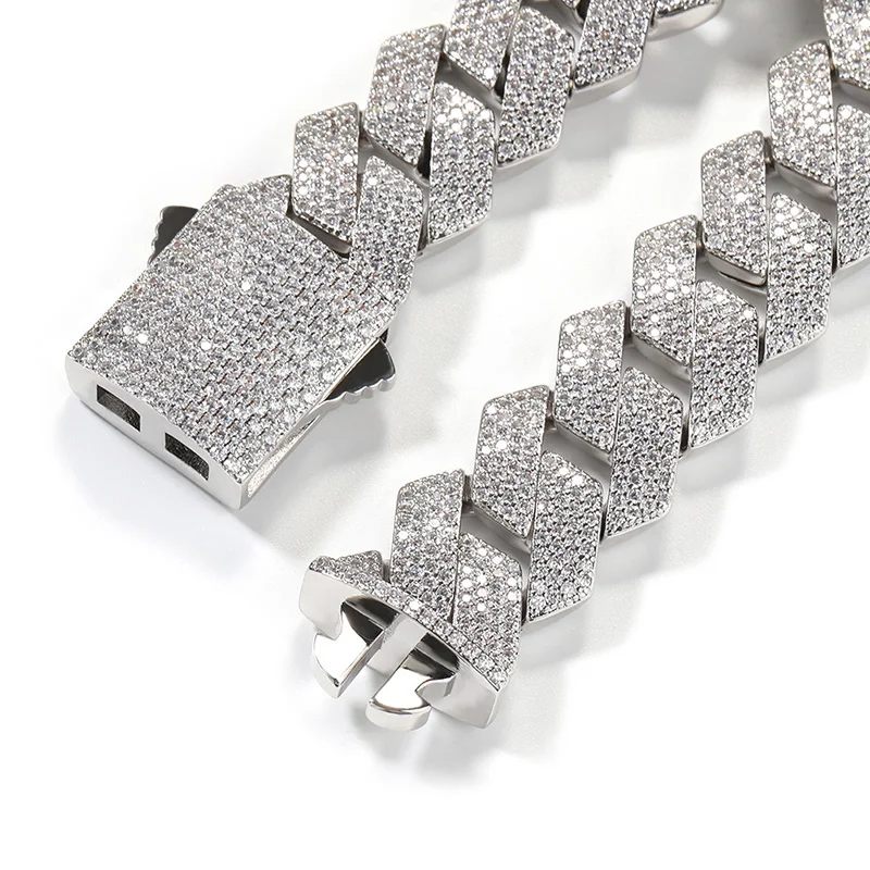 Hip Hop 5A+ CZ Stone Paved Bling Iced Out 19mm Big Heavy Solid Rhombus Cuban Miami Link Chain Bracelets for Men Rapper Jewelry