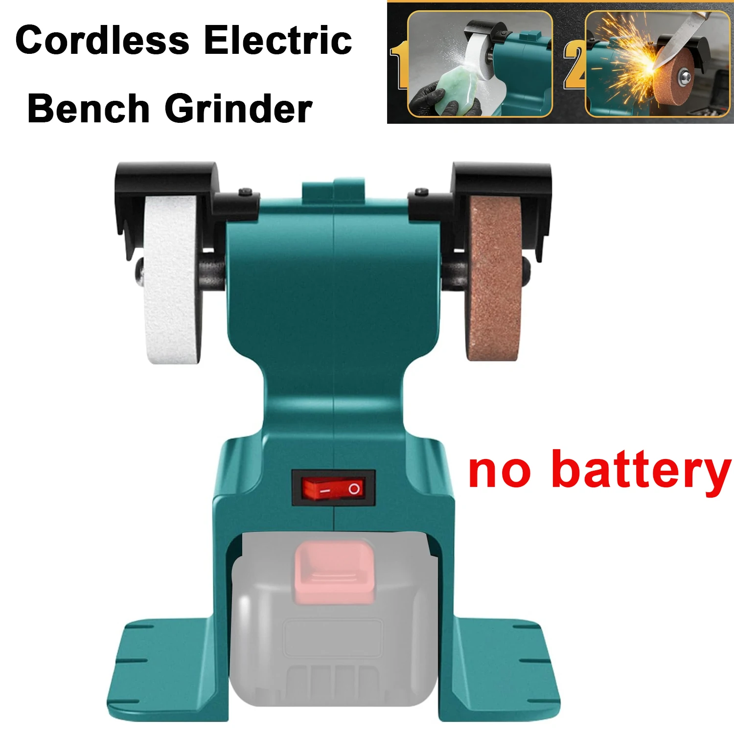 NEW Upgraded 200W Cordless Electric Bench Grinder For Makita 18V Battery Pin ﻿Double Grinder Polishing Grinding Stone Knife