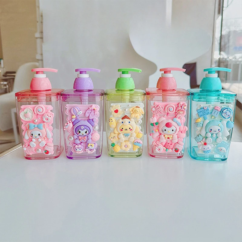 Cartoon Sanrio Hello Kitty Press Refillable Bottle Travel Lotion Shampoo Shower Gel Dispenser Portable Liquid storage Container