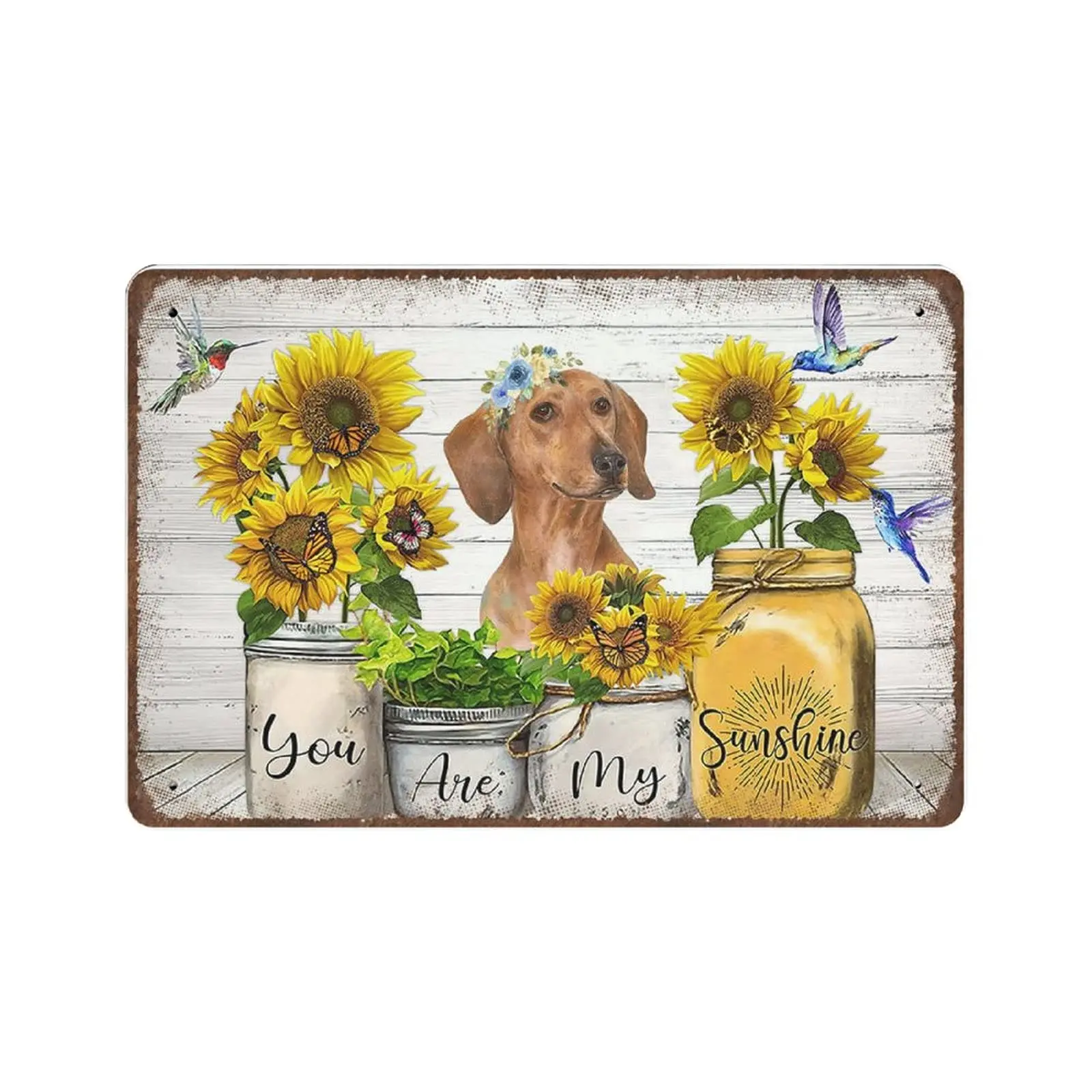 

Dreacoss Retro Metal tin Sign，Novelty Poster，Iron Painting， Dog You are My Sunshine Tin Sign， Living Home Décor Wall Art Tin Sig