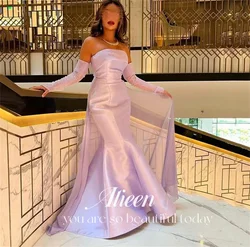 Aileen Strapless Purple Mermaid Satin Saudi Evening Dresses 2024 Luxury Wedding Dress Es Robe De Soiree Femmes Prom