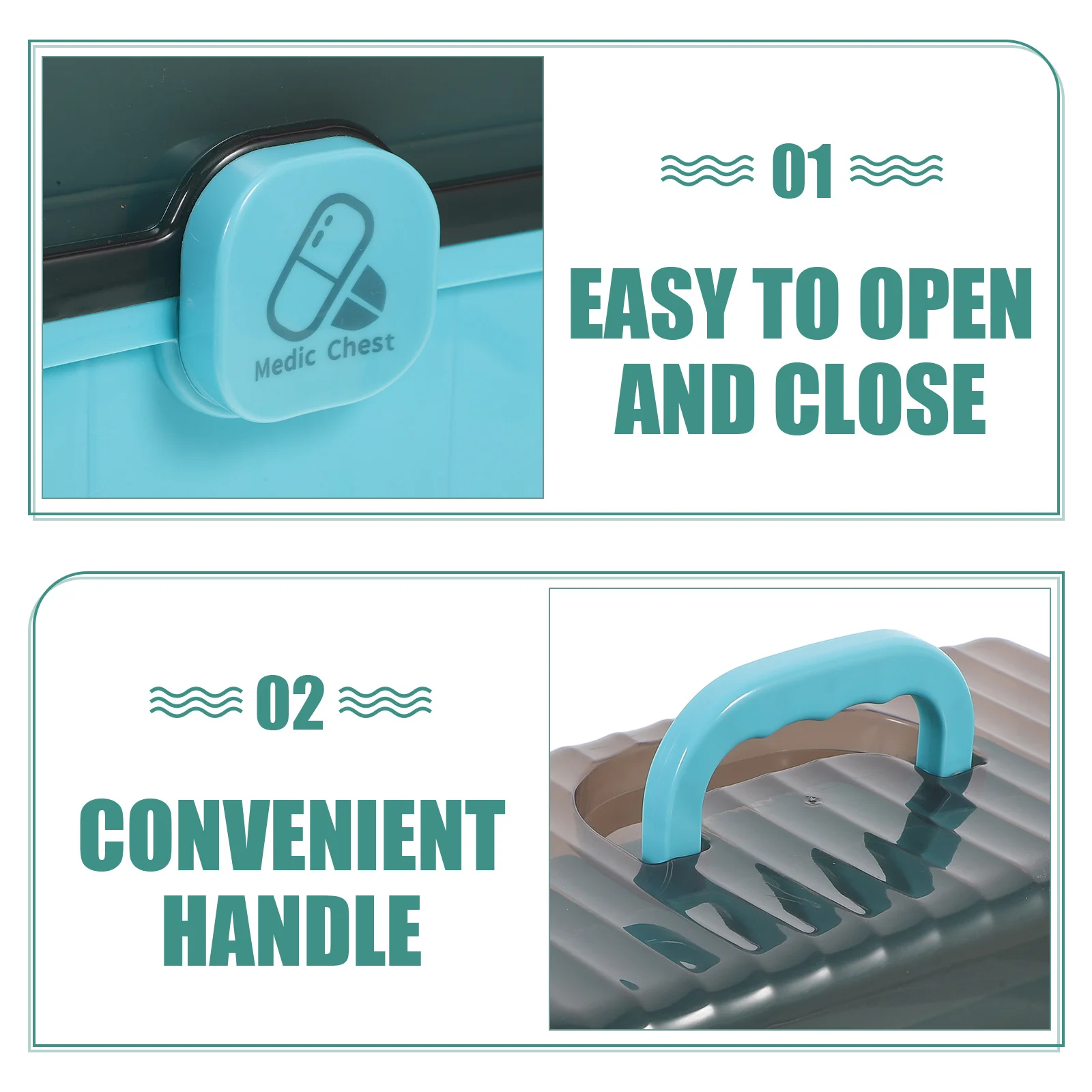 منظم تخزين الإسعافات الأولية على الصدر، حقيبة طبية متعددة الطبقات بسعة كبيرة مع مقبض للمنزل والمكتب والسفر والإسعافات الأولية #6