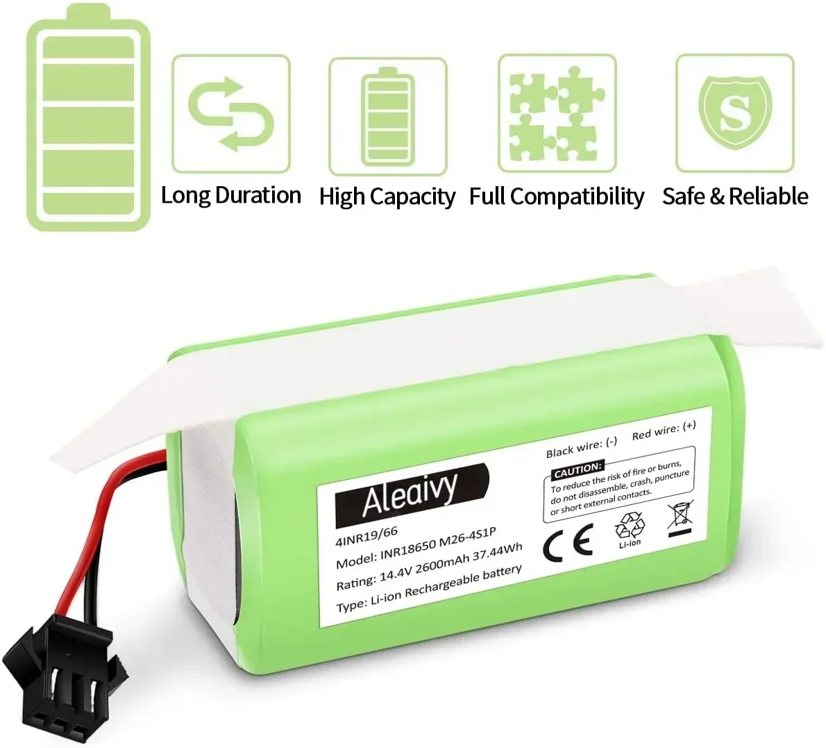 14.4V 2600mAh Li-ion battery for Cecotec Conga Excellence 950 990 1090 Ecovacs Deebot DN621 601/605 Eufy RoboVac 35C Panda V710