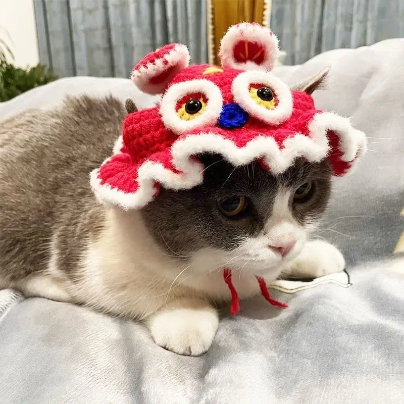 Autumn Winter Cat Hat Elastic Cute Refined Pet Hat Puppy Kittens Knitted Hat Party Photo Shoot Props Decoration Cat Accessories