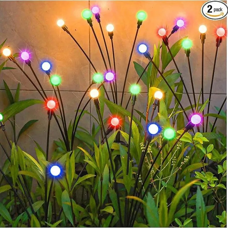 UDDALight Firefly Stake Light, 2-Pack Outdoor Waterproof Garden Lamp, Warm/Colorful LED Patio Lawn Decor