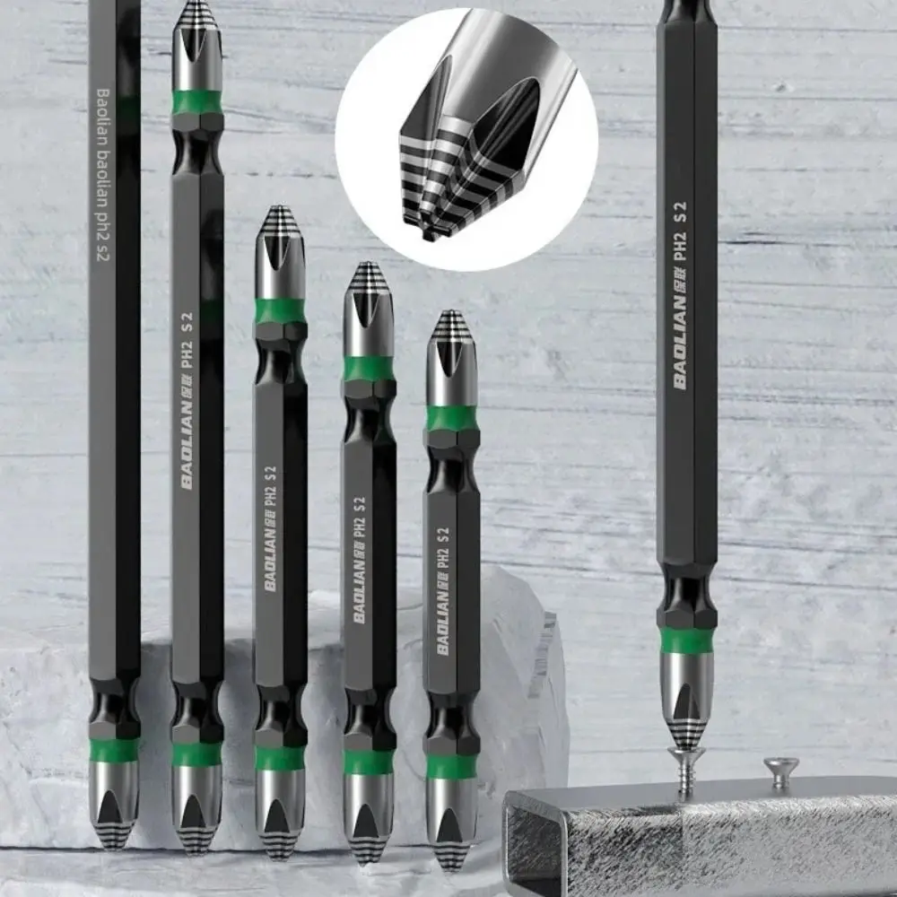 Non Slip Textured Magnetic Hex Bit PH2 Magnetic Double-ended Screwdriver Bit High Torque Hex Shank Phillips Screwdriver Bit