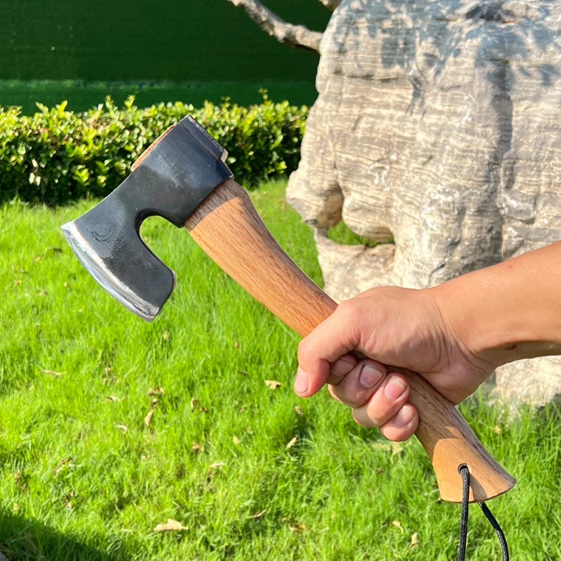 Outdoor Camping Axe Manganese Steel Handmade Forging Axe Tomahawk Woodworking Hatchet Chopping Wooden Handle Battle Ax Hand Tool