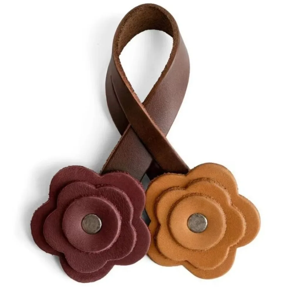 Vintage Rose Bag Charm Handmade PU Leather Flower Bag Accessory Solid Color Hanging Decorative Pendant For Tote Crossbody Bag