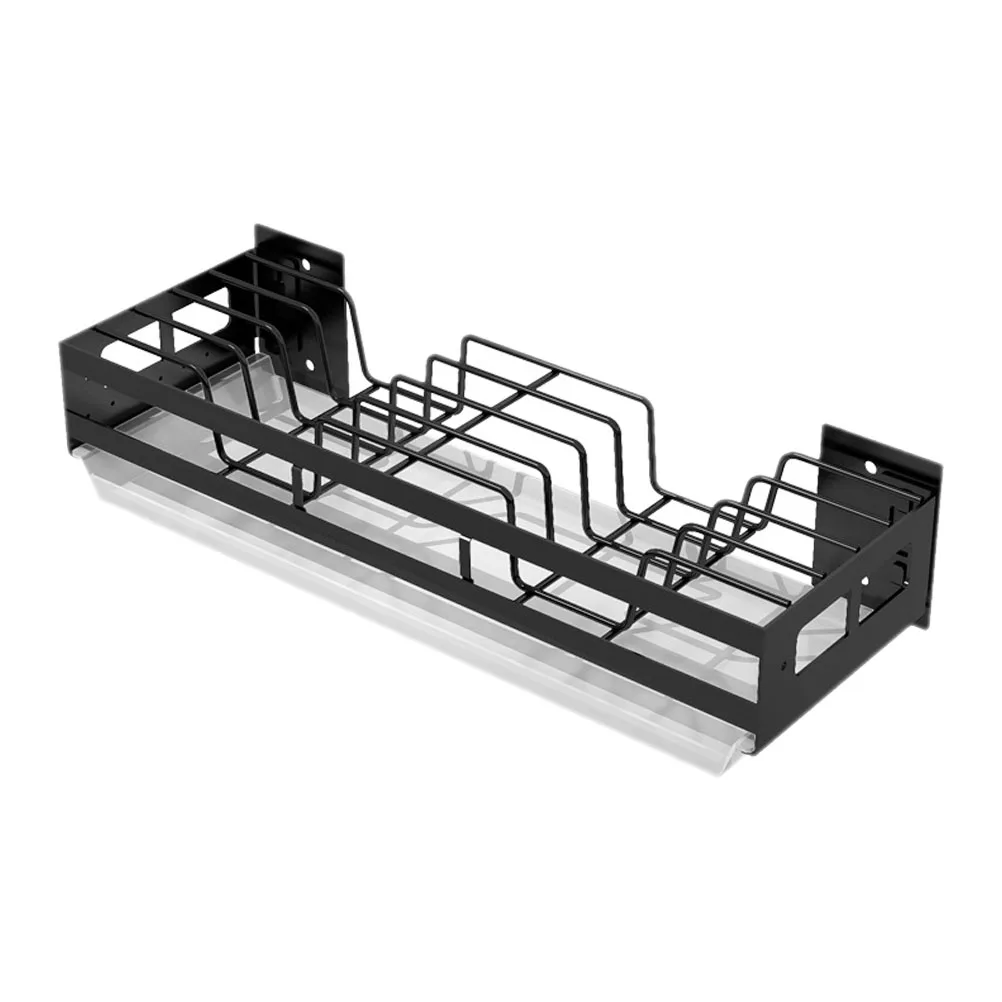 

Kitchen Storage Rack Premium Stainless Steel Wall Mounted Multi Functional Organizer Black Dish Rack Glue Screw Included Modern
