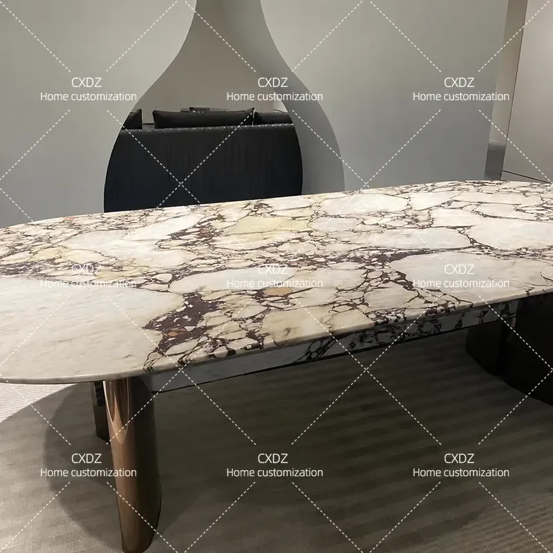 Luxury Natural Marble Dining Table Large Flat Top Modern High End Stone Table for Villa Western Style Home Furniture