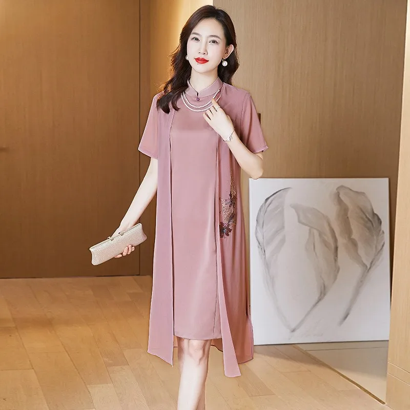 엄마를 위한 투피스 웨딩 드레스 세트 여름 폴리에스터 나일론 코사이트 섬유 또는 슬림핏 스커트 비즈니스 웨어...