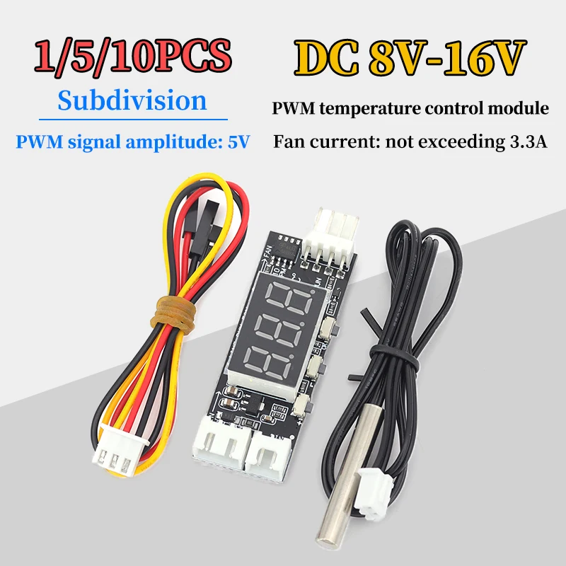 12V 3A 4 Wire Fan PWM Speed Thermostat Controller Digital RPM Temperature Display Reduce Fan Noise Support Fan Shutdown