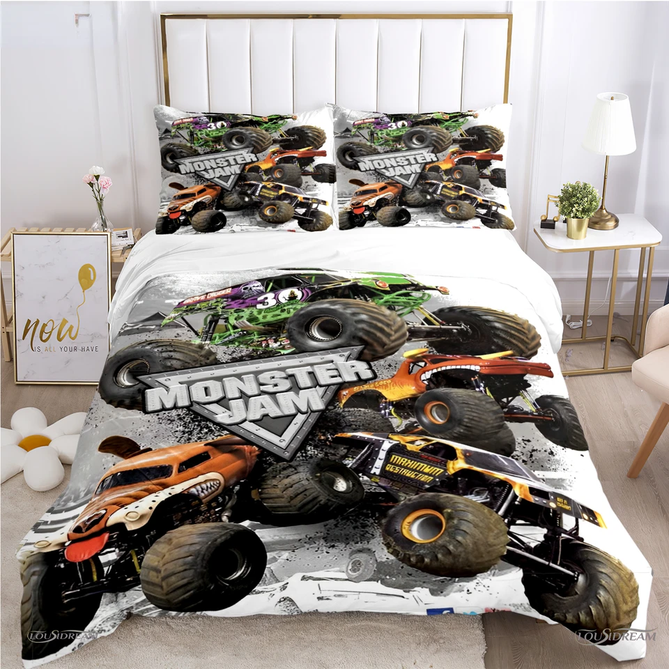 Grave Digger Monster Truck Twin Comforter Quilt Cover Monster Jam Full Bedding Set Monster Jam Grave Digger Truck Hot  Wheels Sofa Blanket Lightweight