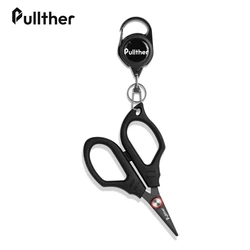 Pullther-Ciseaux de ligne de pêche, ligne tressée, ciseaux de pêche à la carpe avec bobine rétractable, porte-badge, accessoires de pêche