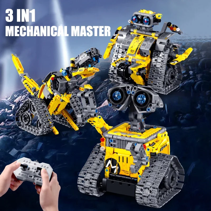 

Technical 3 IN 1 City Engineering Car Excavator Bulldozer Transform RC Robot Model Building Blocks Bricks Toys for Children Gift