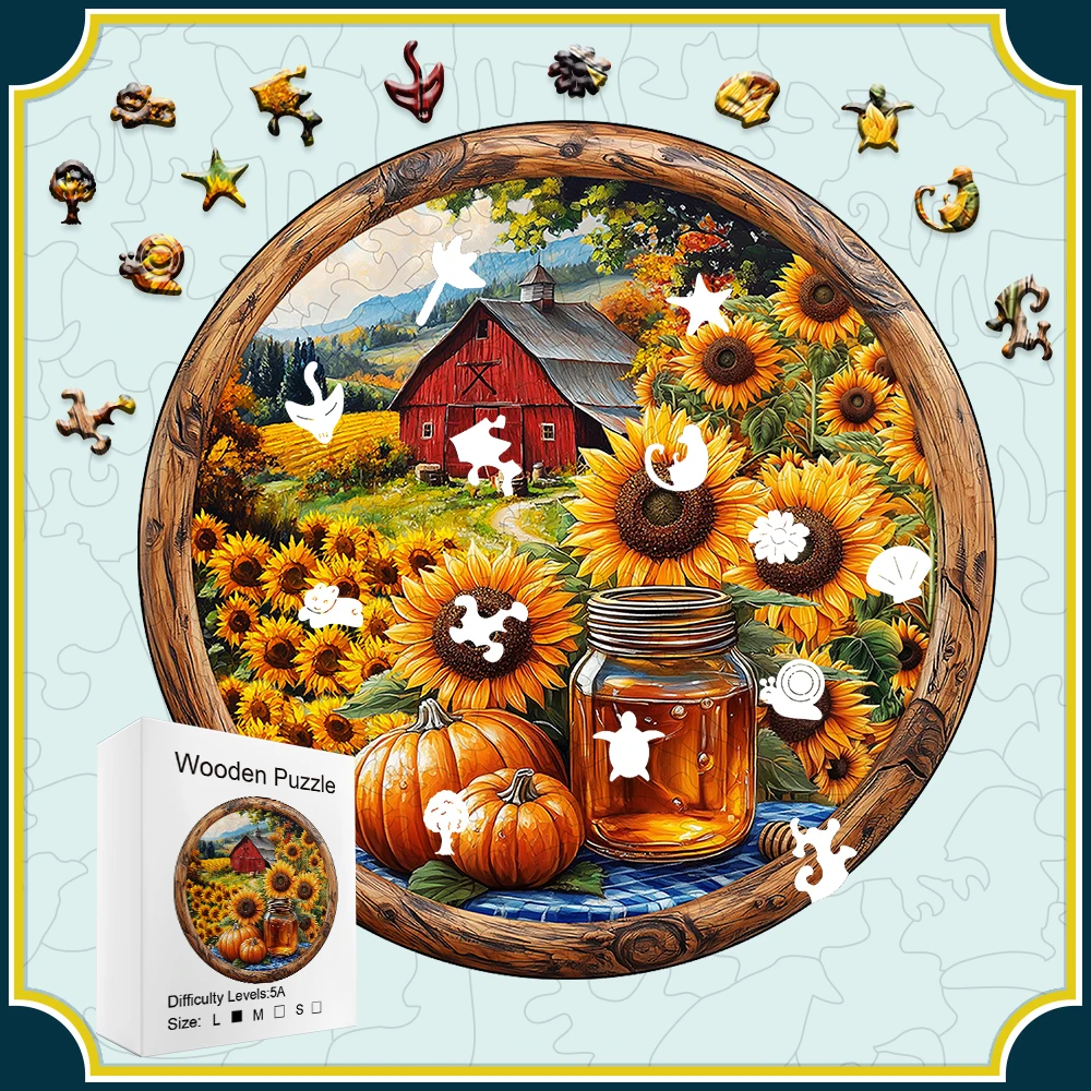 

Деревянный пазл на тему подсолнуха, игрушка-головоломка неправильной формы, продуманный подарок для друзей, домашний декор — уникальное снятие стресса