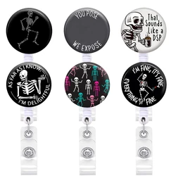 Skeleton Coffee Rose Retractable Badge Reel ID Lanyard Name Tag Card Badge Holder Radiology Nurse Doctor ID Name Card Holder