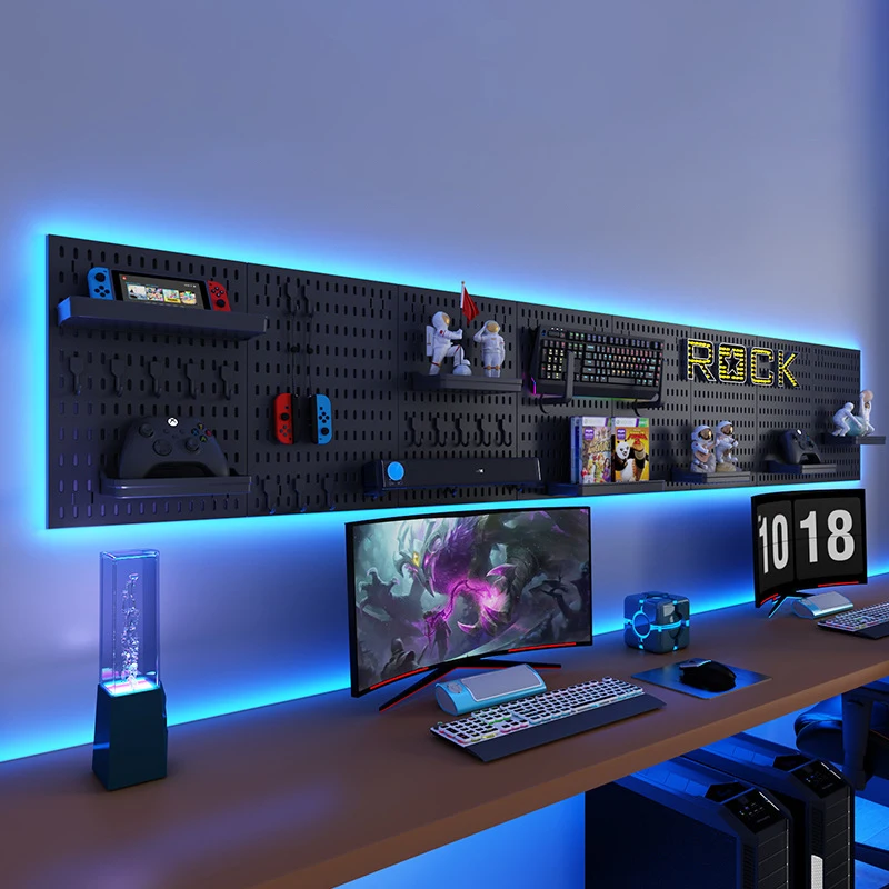 Pegboard de Pared Sin Taladro, Panel Organizador Modular para Cocina, Oficina, Taller y Habitación Gamer
