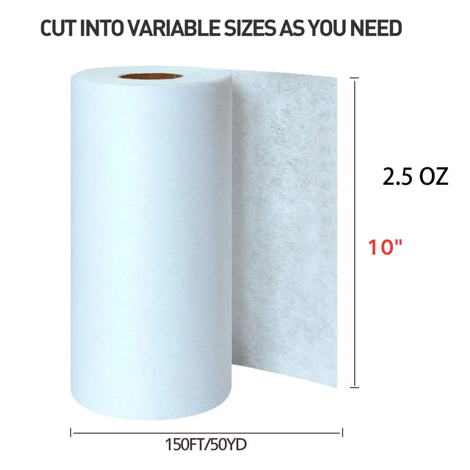 Premium Cut-Away Embroidery Stabilizer Backing | 12' X 50 Yd Roll | 2.5 Oz Medium Weight | For Machine & Hand Sewing