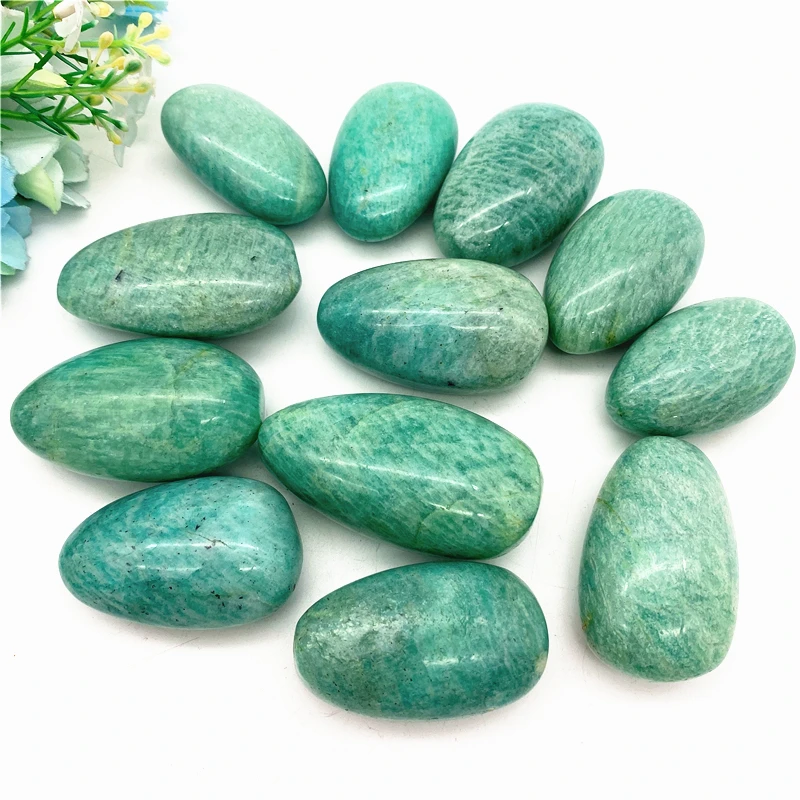 Drop shipping 1PC Raw Natural Amazonite Stone Crystal Palm Play Stone Healing Crystals Decorative Natural Stones and crystals