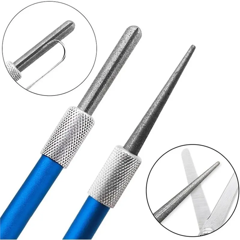 AB46-Multifunctional Knife Sharpener, Serrated Knife Sharpener 2 Pcs Retractable Diamond Sharpening Rod Tool