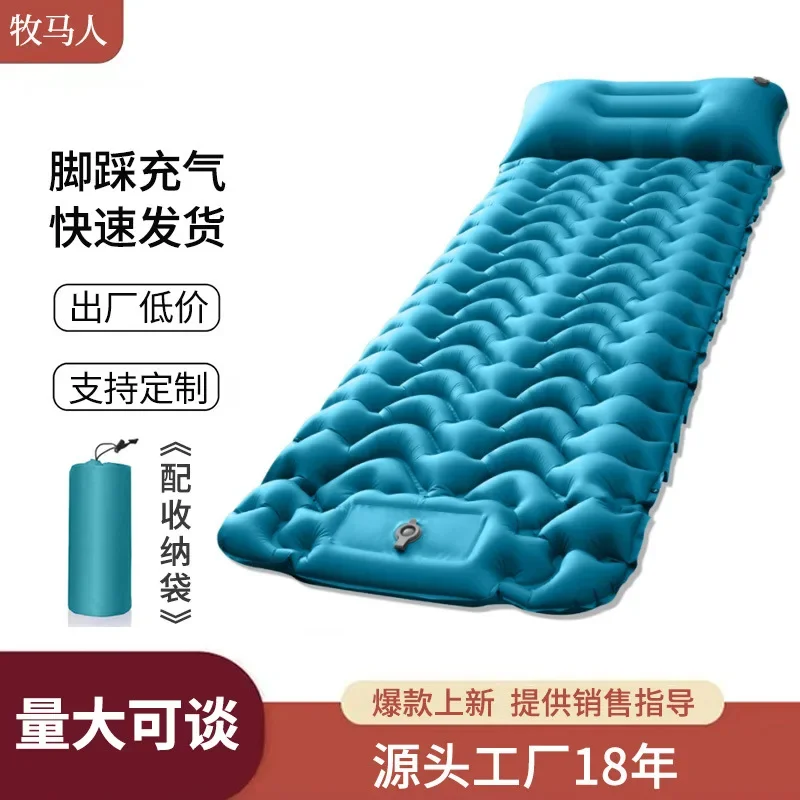 196*68*9cm Nice Outdoor Furniture Waterproof Portable Foot Cushion Camping Inflatable Mattress Camping Car Tent Sleeping Pad Hot