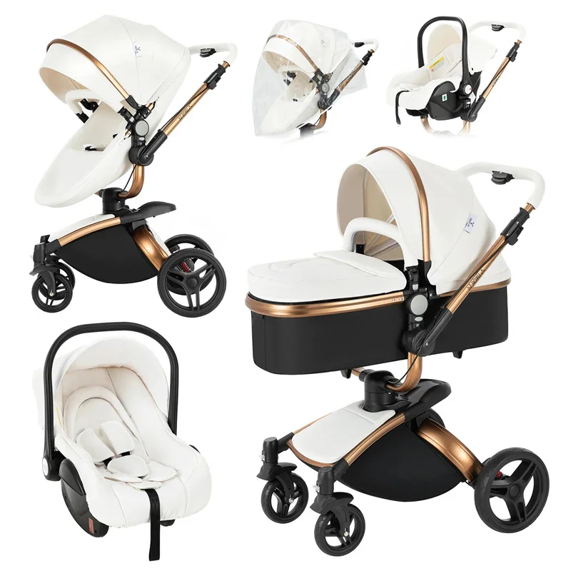 3 in 1 Baby Stroller Baby Car Newborn Pram Easy Foldable High Landscape Newborn Carriages 2024 New Fashion StrollerMom Shop Cart