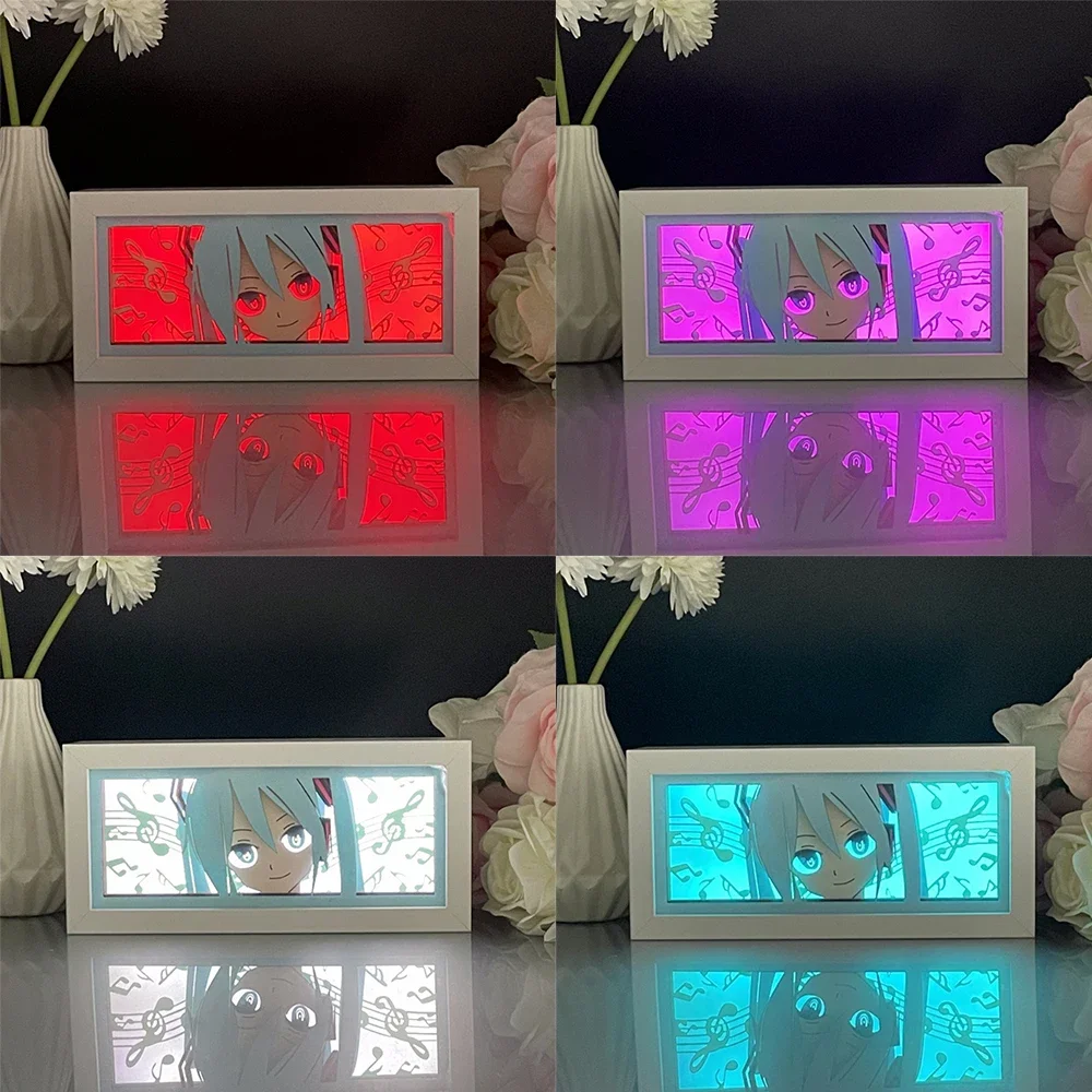 

Anime Peripheral Hatsune Miku Cartoon Paper Carving 3D Anime Lamp LED Light Box Action Figure Room Decoration Lamp Gifts