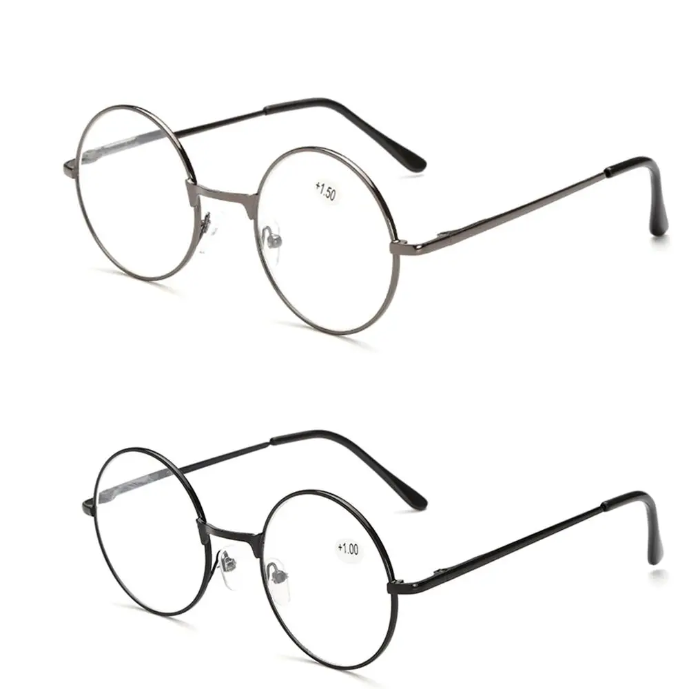 Round Metal Reading Glasses Spring Hinge Eyeglasses Retro Presbyopic Glasses Vision Care +1.00~+4.0 Diopter Metal Frame Glasses