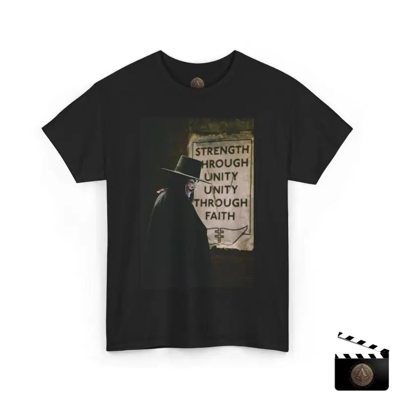 V pour Vendetta t-shirt force à travers l'unité foi rétro