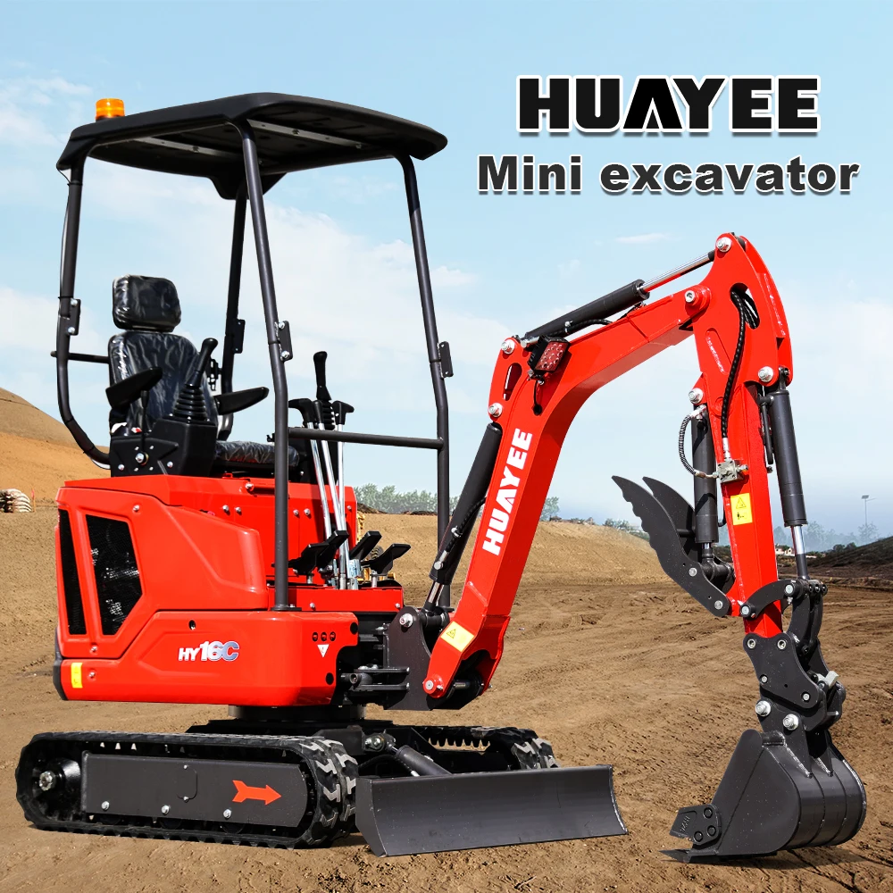 Pagamento completo, não um depósito Miniexcavadeira HY16C de 1,6 toneladas com braçadeira hidráulica e motor Kubota