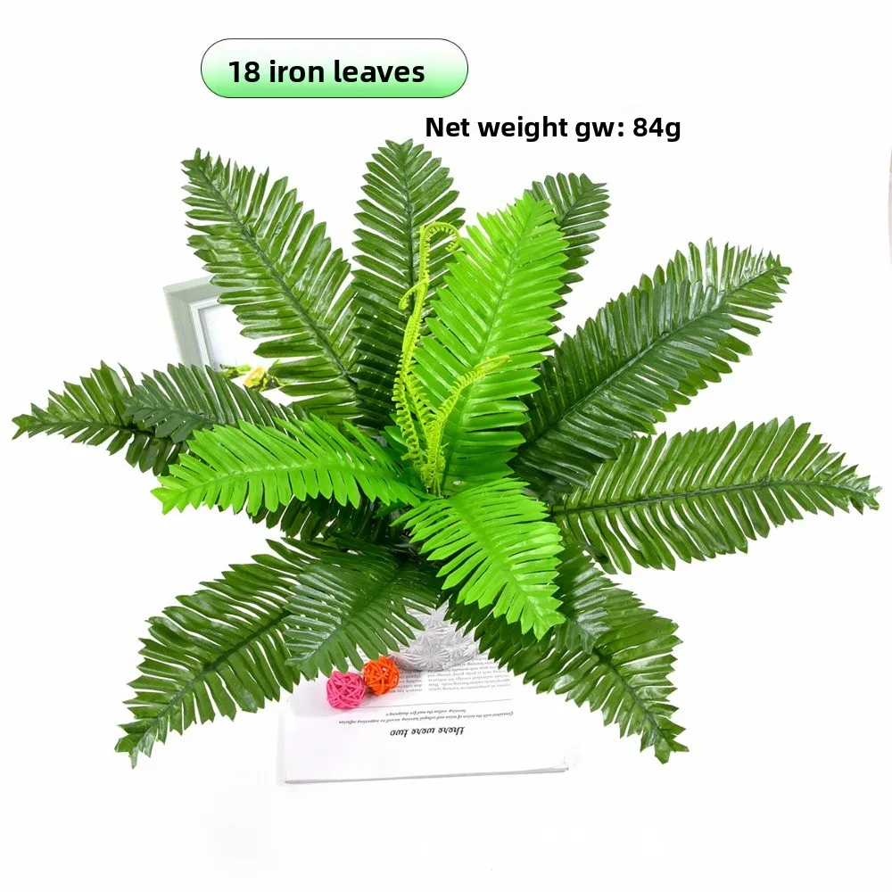 3pcs 12 Big Iron Tree Leaves Fern Leaves Simulated Plant Gardening Wall Decoration Loose Tail Office Green Simulated Leaves