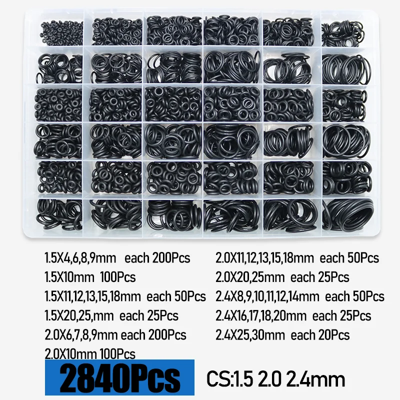O-Ring CS 1,0 1,5 bis 4,0 mm Dichtungsscheibe Nitrilkautschuk O-Ring Wasserhahn Sanitärdichtungen Ölbeständiges Hochtemperatur-O-Ring-Set – Detail 9