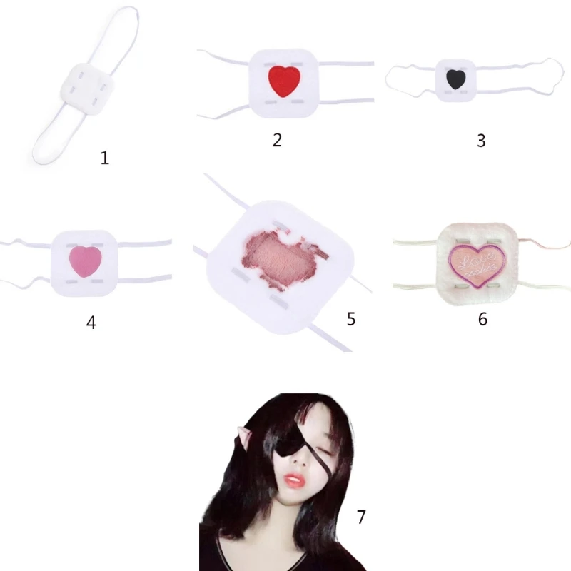 Leuke Anime Cosplay Kostuum Eyeshade Hart Borduren Enkele Oogmasker Blinddoek Ooglap Japanse Chunibyou Oogmasker