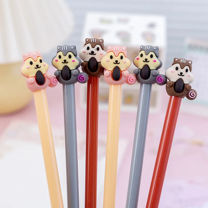 

50PCS Creative cartoon neutral pen wholesale lovely squirrel shape student black ink pen office signature pen stationery gift