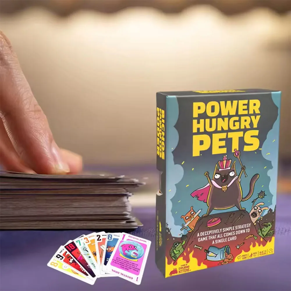 لعبة بطاقات Power Hungry Pets، لعبة لوحية، بطاقات استراتيجية للحفلات العائلية، لعبة بطاقات الحفلات، لعبة استراتيجية التحدي #1