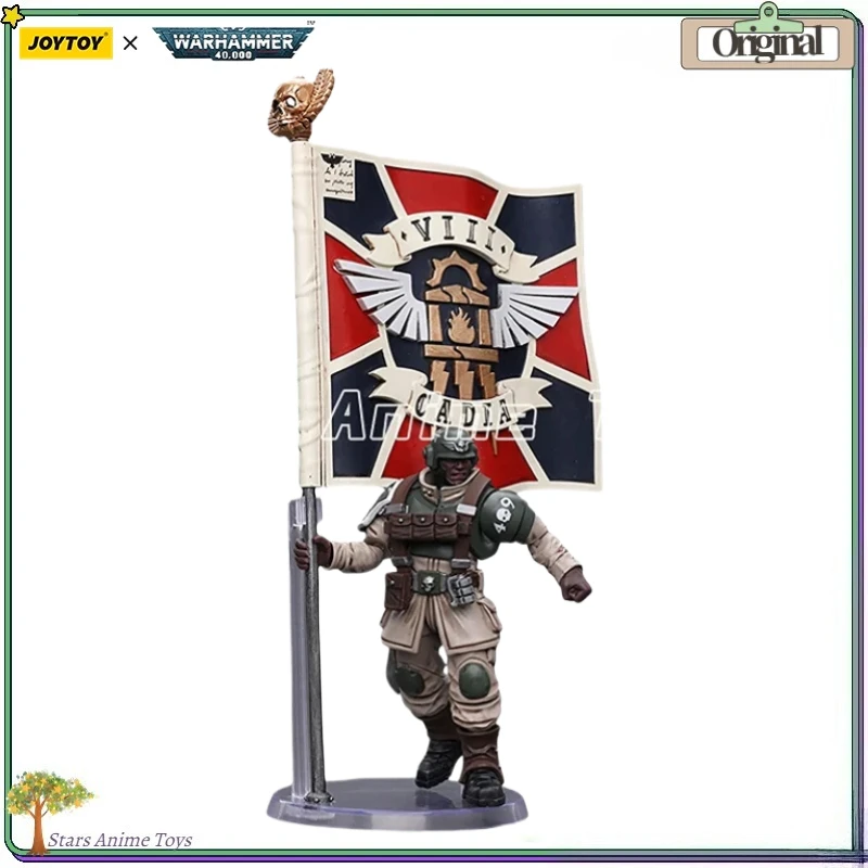 Original JOYTOY 1/18 Actionfigur WARHAMMER 40000 Astra Militarum Cadian Kommandosquad Veteran mit Registal Standard Modell Spielzeug