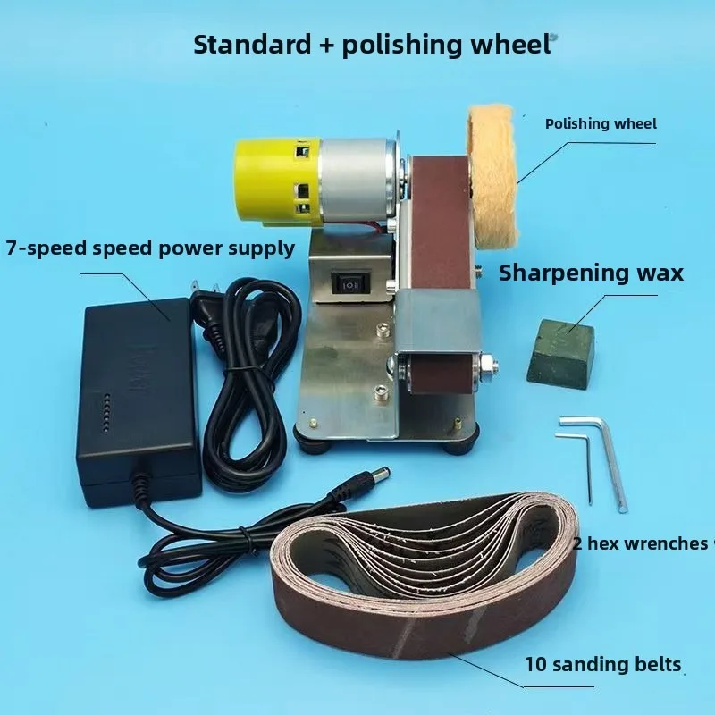110V/220V Mini Electric Belt Sander DIY Polishing Grinding Machine Cutter Edges Sharpener Multifunctional Grinder Power Tool
