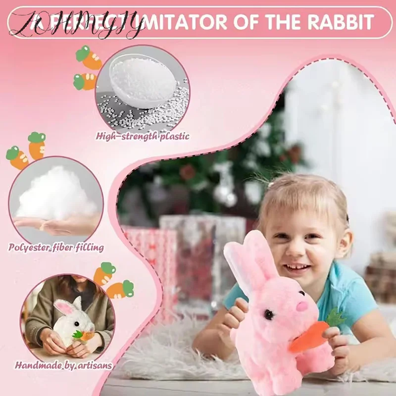 Simulation Electric Rabbit Pet PlushToy Solid Color Plush Electric Rabbit Can Walk And Nod Animal Doll Toy Battery Model