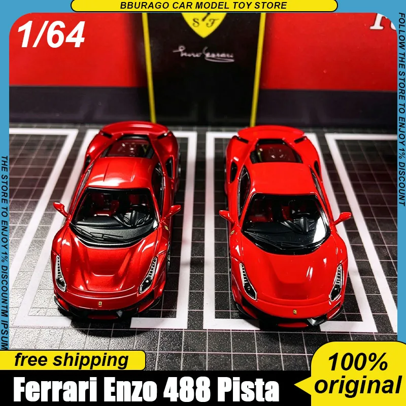 Modelo Hg 1:64 Ferrari Enzo 488 Pista Rosso Corsa Fiorano Prancing Horse, Superauto de Aleación, Dos Versiones de Acabado, Modelo Estático de Exhibición