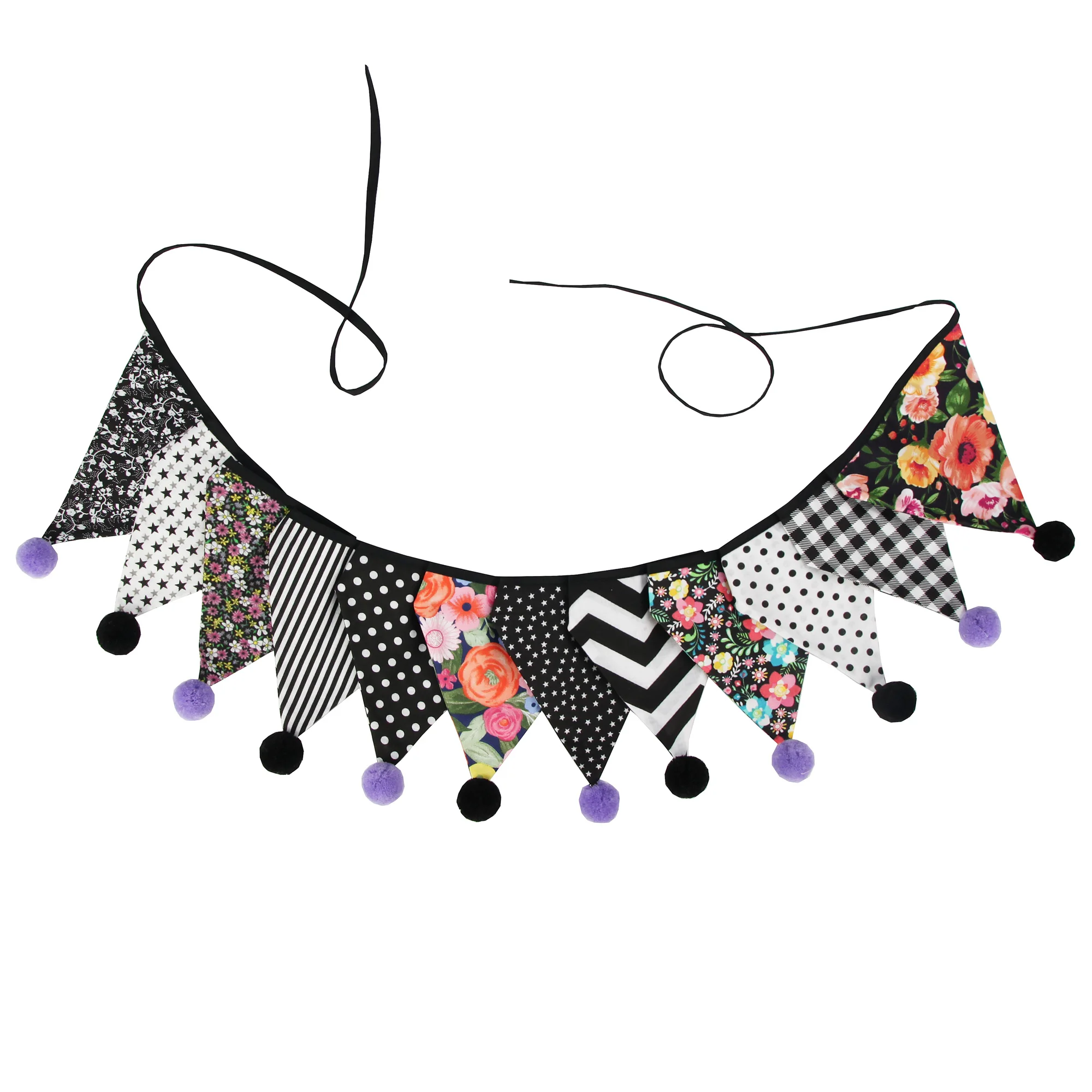 3,2 m Vintage-Blumenstoff-Wimpelkette, 12 Wimpel-Flaggen mit Kugeln, Hochzeit, Party, Dekoration, Banner, Zuhause, Babyparty, Karneval, Girlande – Detail 32