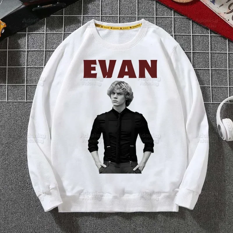 Evan Peters Printed Hoodies Autumn Sweatshirts Women Long Sleeve Casual Personaity Kawaii Clothes