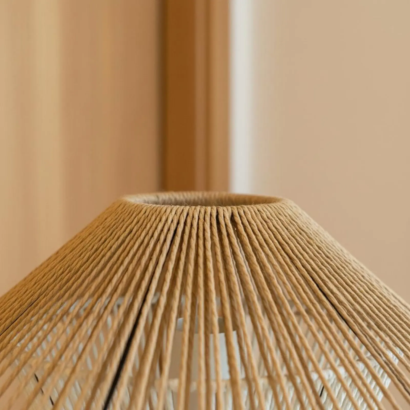 Woven Paper Rope Lampshade Retro Design Woven Lamp Shade Japanese Design Hanging Shade Handwoven Lighting Accessory Natural Look