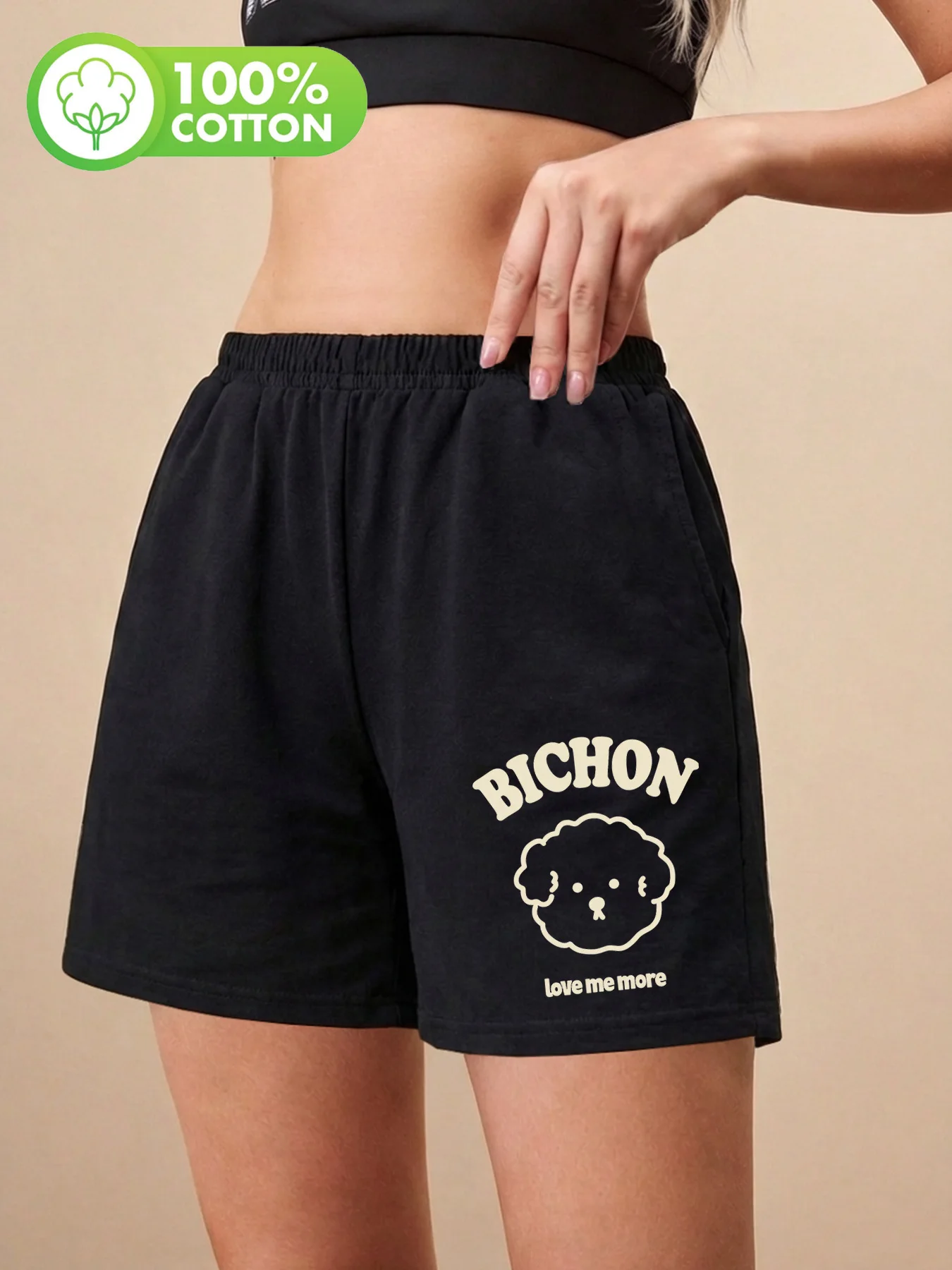 

Весенние и летние женские шорты в милом стиле BICHON с принтом Love из чистого хлопка, модные, повседневные, универсальные.
