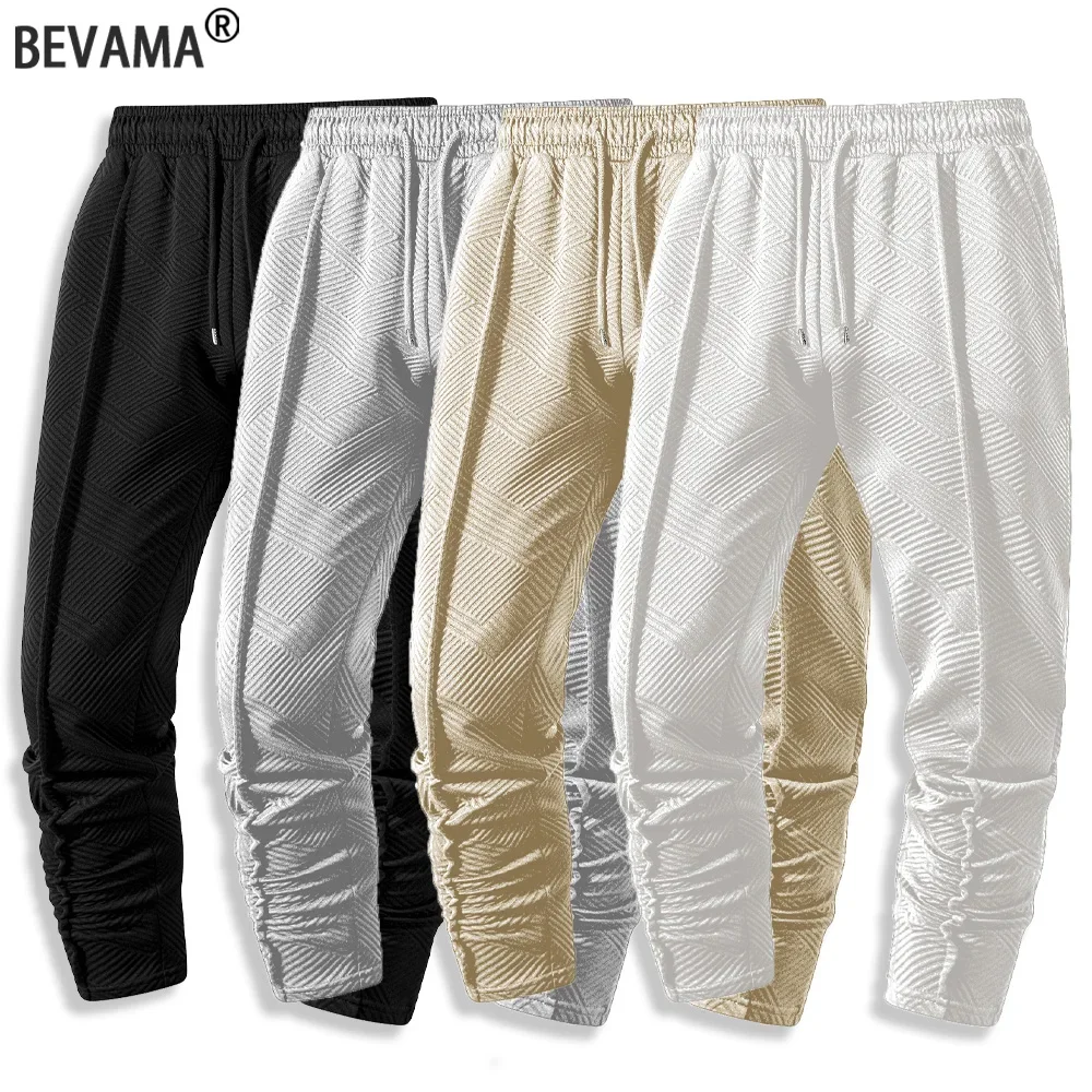 

Men's Knitted Jacquard Sweatpants Spring Autumn Daily Casual Sports Pants Waist Drawstring Geometric Texture Warm Trousers