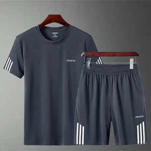 Summer Sports Suit Men's Short-Sleeved Shorts Loose Quick Dry T-Shirt Short Pants Casual Running Suit 12 Main Sales Male Set - №4