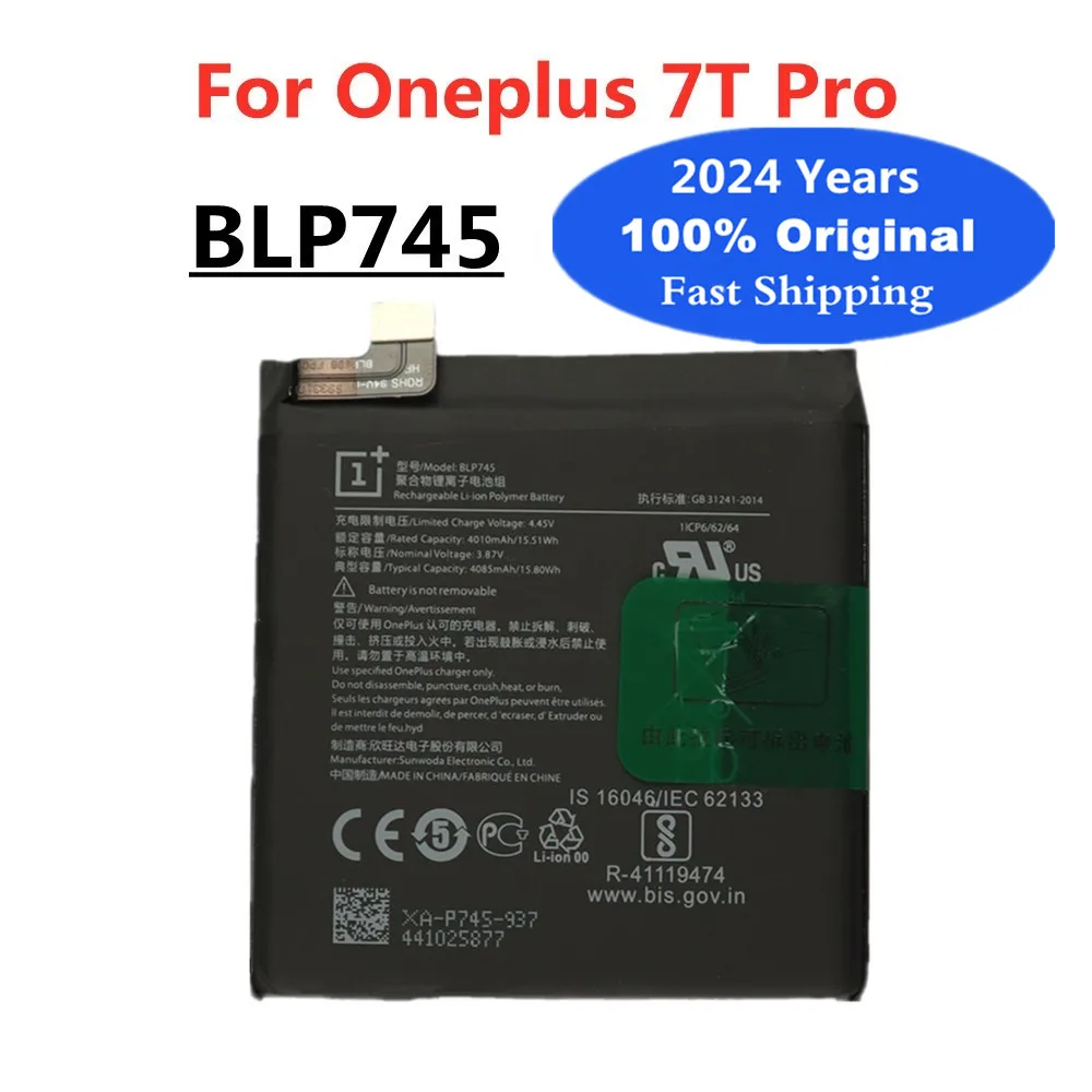 

2024 Years New 1+ Original Battery BLP745 For Oneplus 7T Pro One Plus 7T Pro 7TPro 4000mAh Phone Battery Batteries In Stock