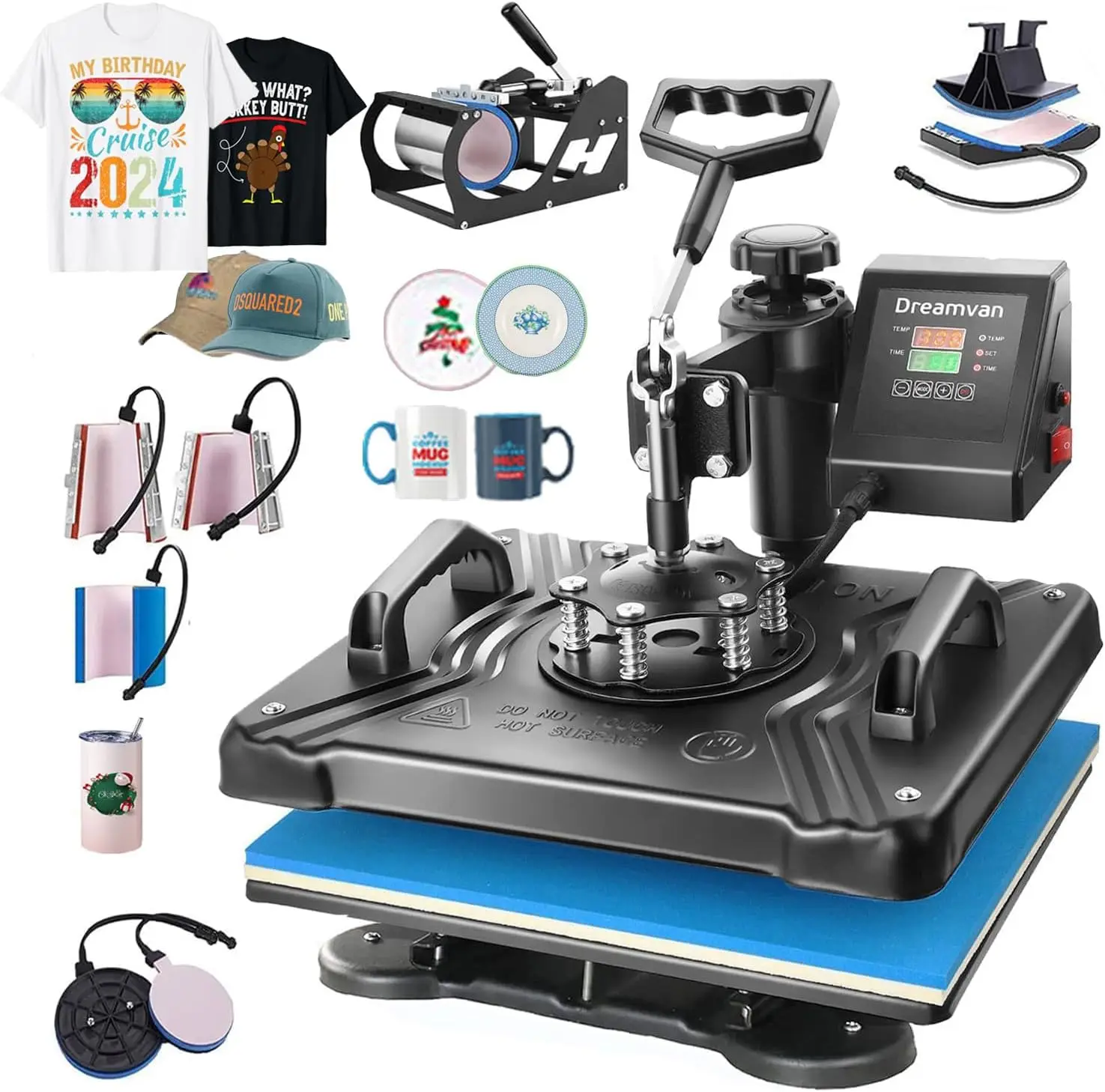 

8 in 1 Heat Press Machine 12x15inch 360°Swing Away Digital T Shirt Pressing Machine Multifunction Heat Press Sublimation