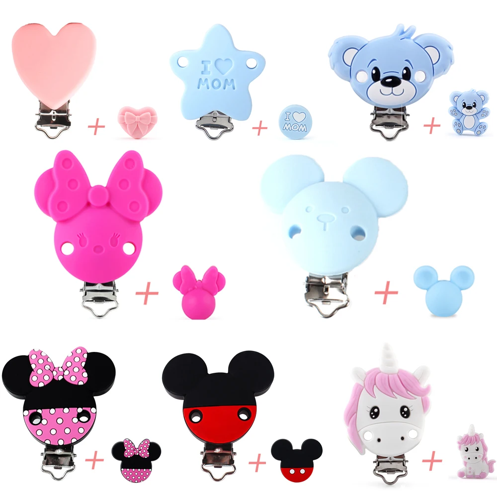 2Pcs/lot Silicone Beads Clips Cute Animal Cartoon Shape Focal Beads For Jewelry Making DIY Chain Accessories Bead Pen Decoration